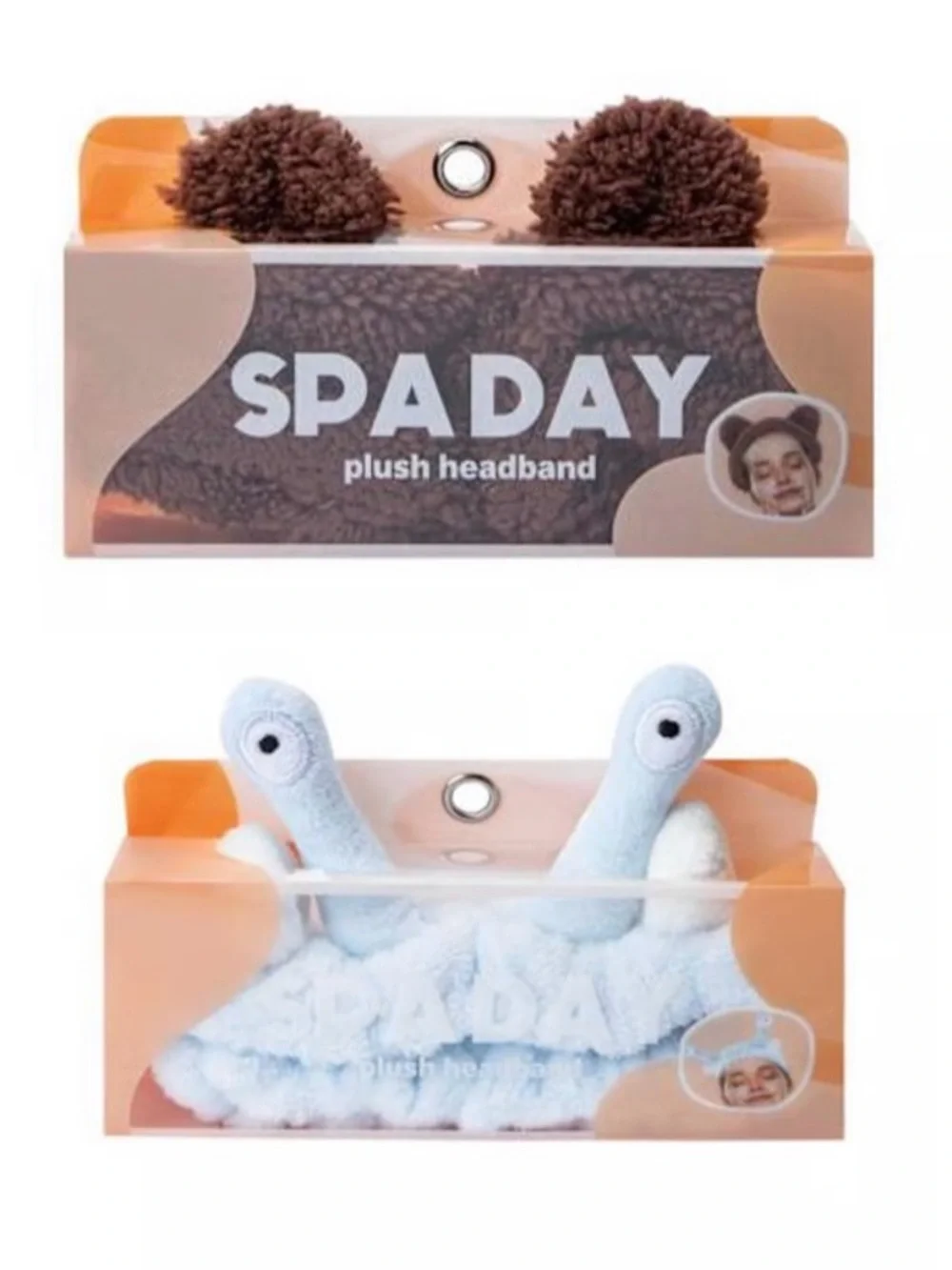 SPADAY Plush Headband - Brown and Light Blue Spa Headband