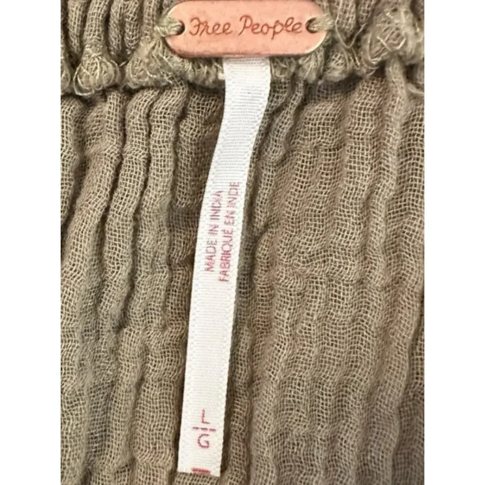 Free People Large Bohemian Witchy Gypsy Midi Maxi Gauze Dress Olive Renaissance