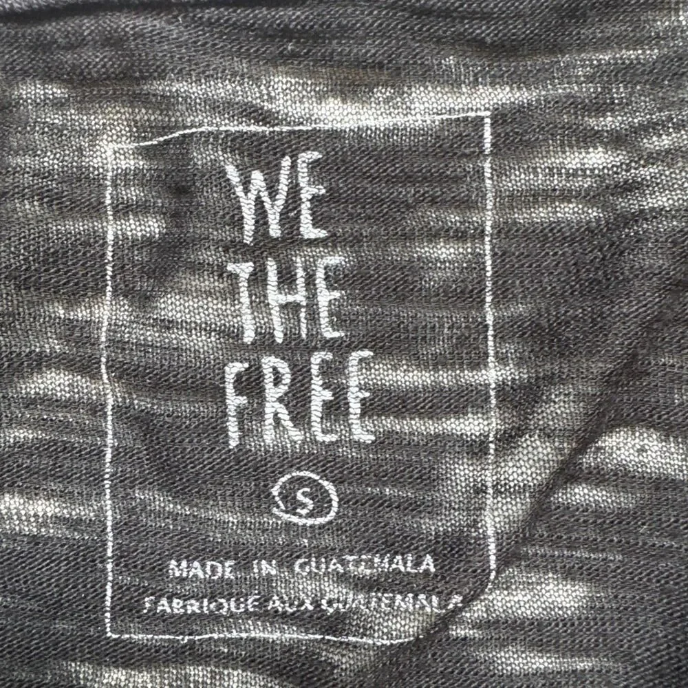Free People Maddie Burnout Tee Black Oversized V Neck Short Sleeve S
