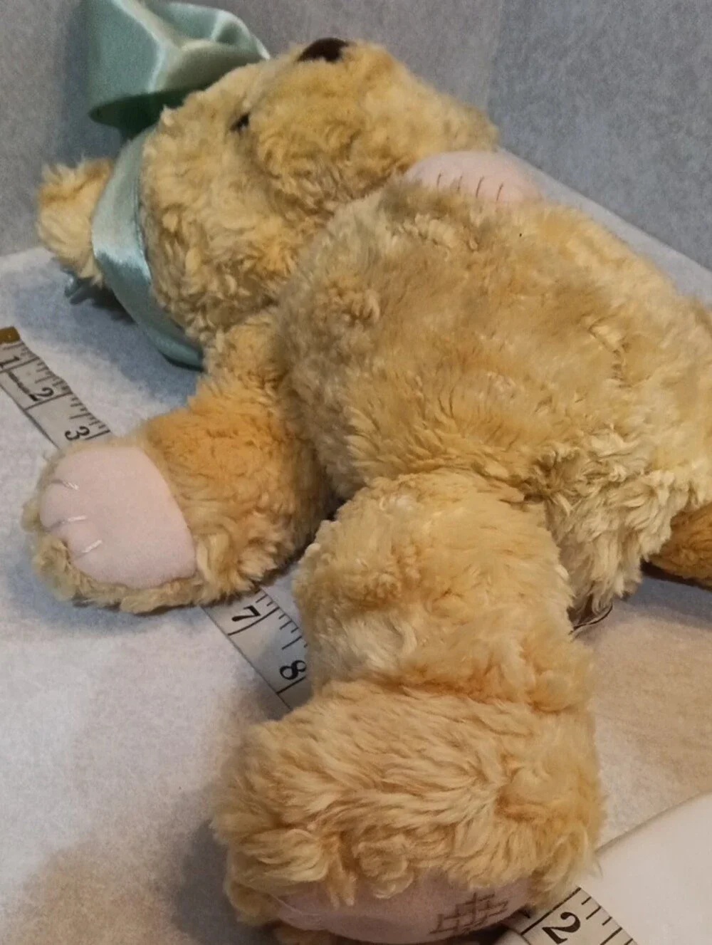 Cherished Teddies Beige Bear with Mint Bow and Heart Patch