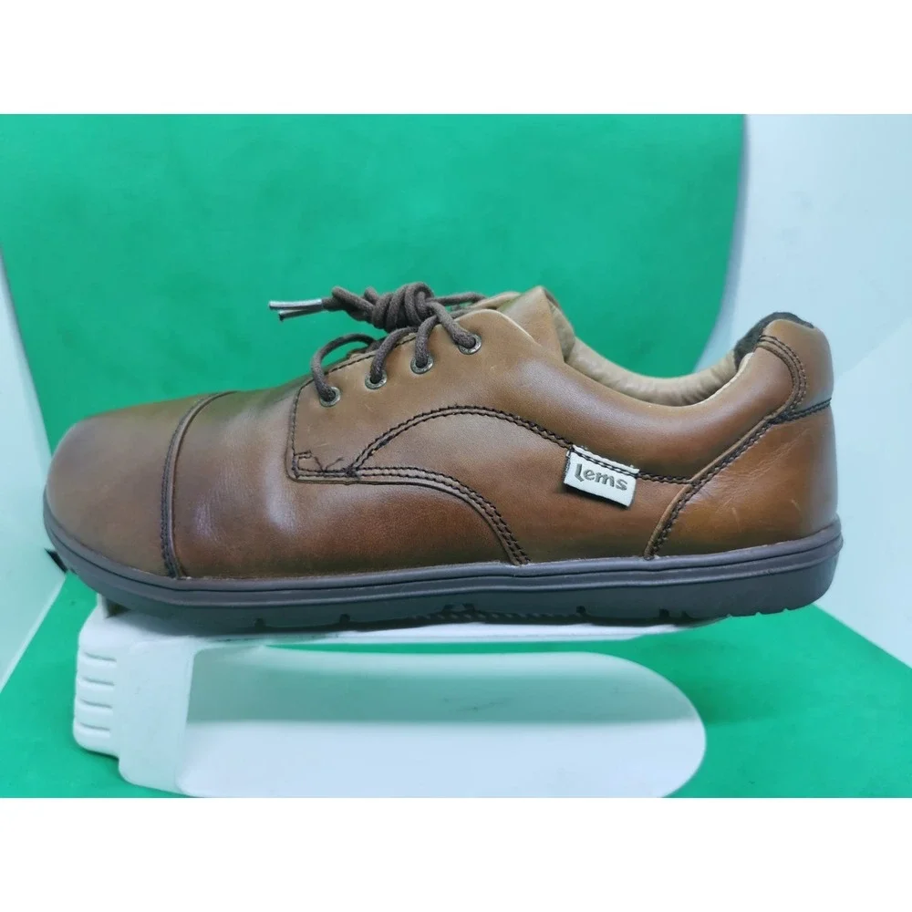 Lems Nine2Five Shoes Mens Size 12.5/ 46 EU Brown Leather Oxford Dress Zero-Drop