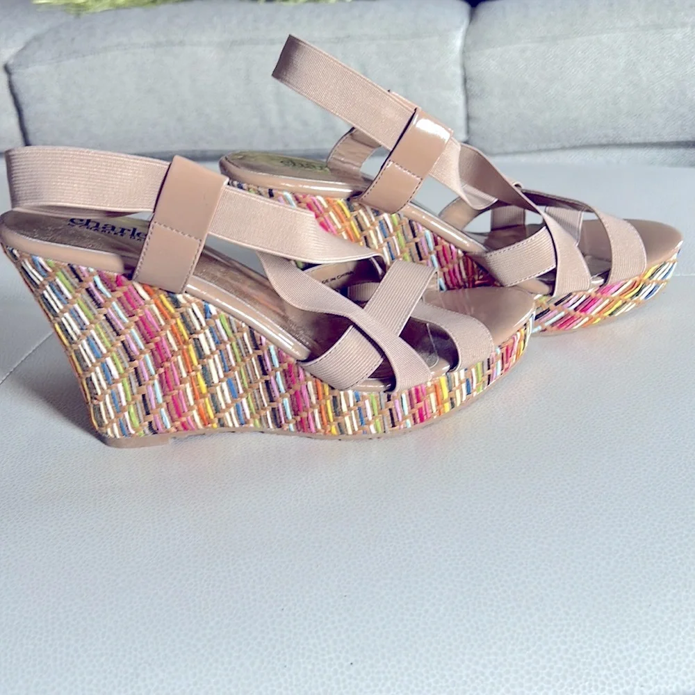Charles by Charles David “Legit” Wedge Sandals 8 NWOT Espadrilles Stacked Heels