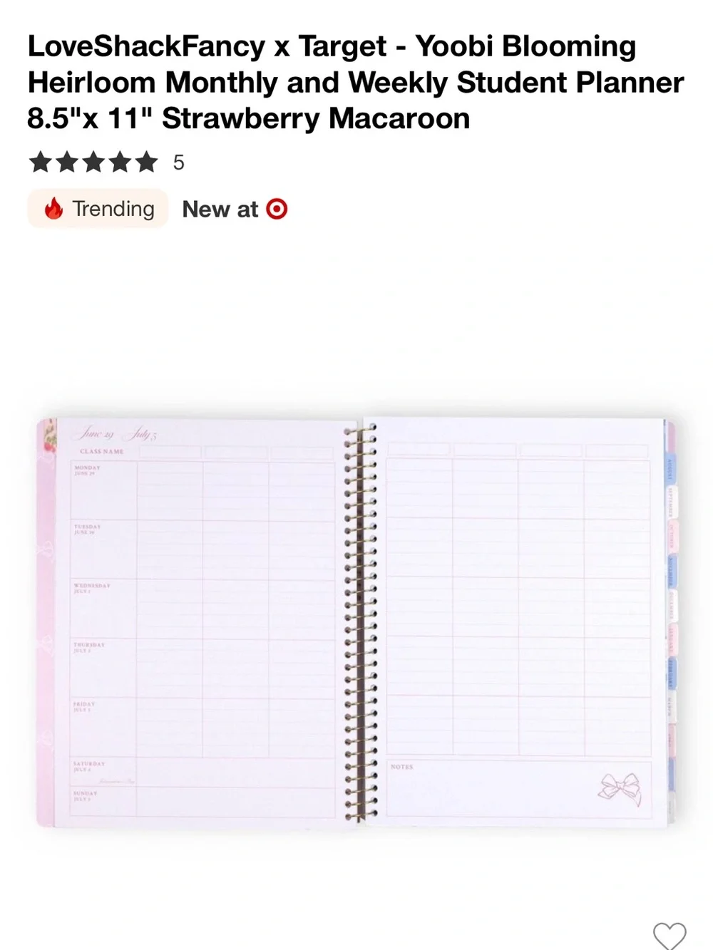 💗🎯 LoveShackFancy × Target - Monthly & Weekly Student Planner 8.5