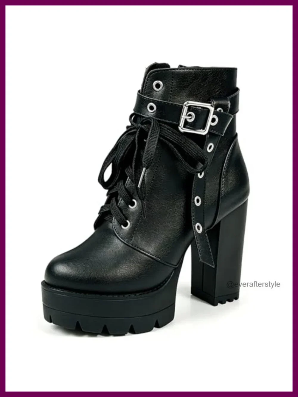Chunky Heel Platform Ankle Boots with Zipper Lace Up Gothic Punk Booties