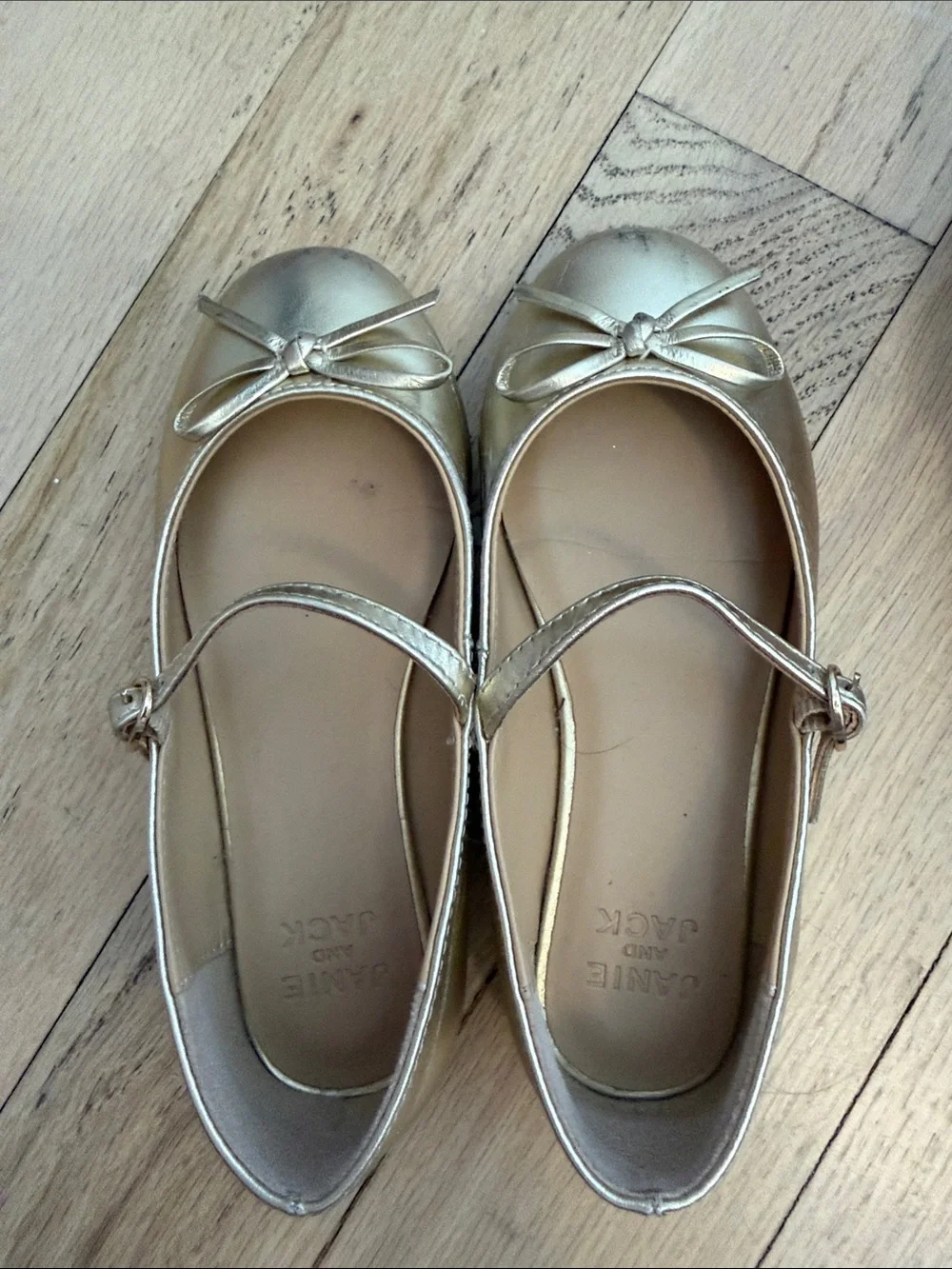 Janie and Jack Girls' Metallic Gold Mary Jane Flats with Bow