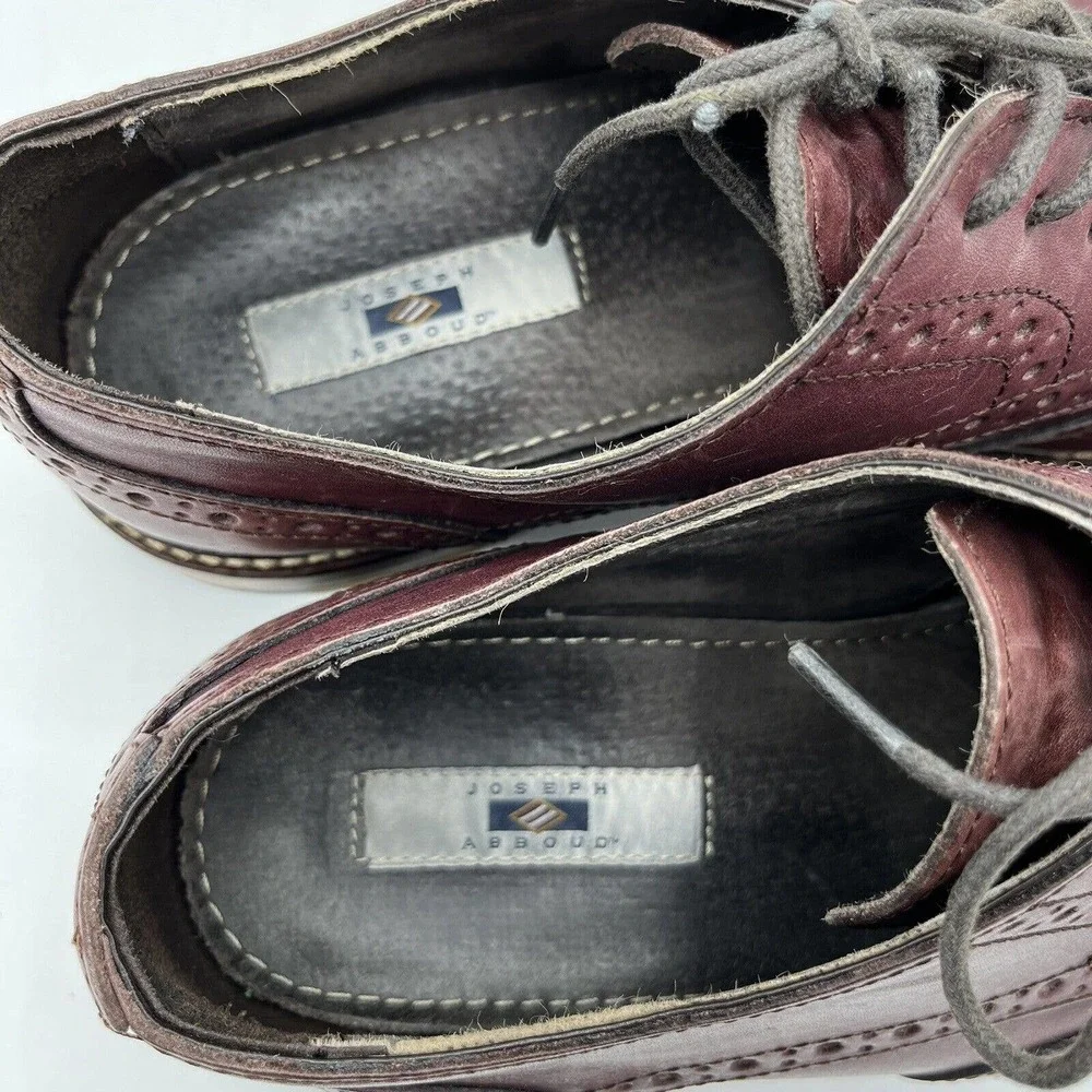 Joseph Abboud Wingtip‎ Oxfords Burgundy Brown Leather Full Brogue Classic