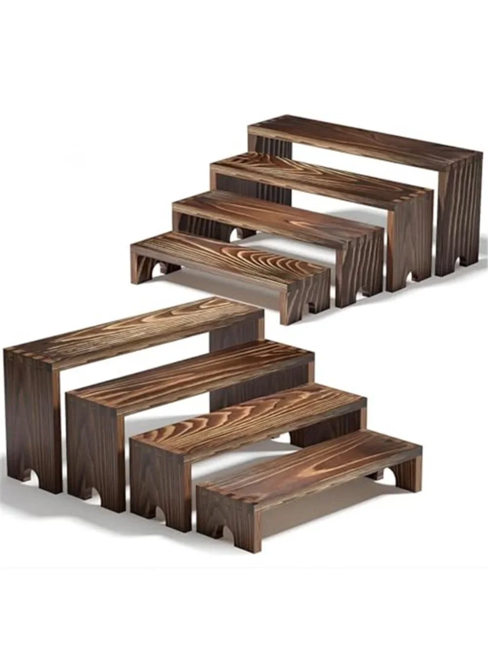 2 Set Wooden Tiered Risers Display Stands for Vendor Events,Stackable Wood Riser