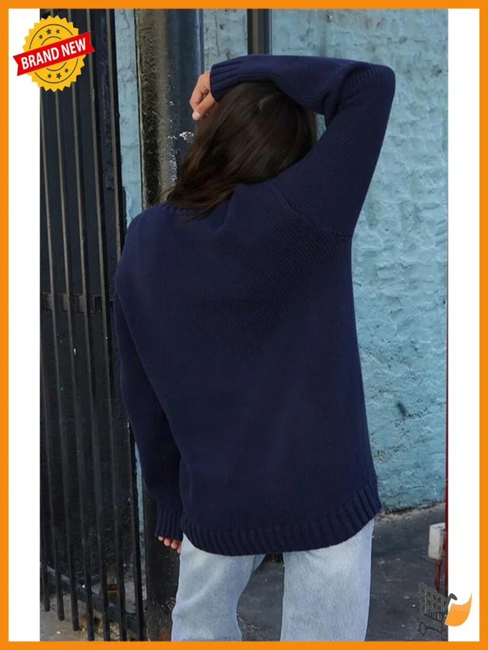American Flag Crew Neck Loose Fit Knit Pullover Sweater