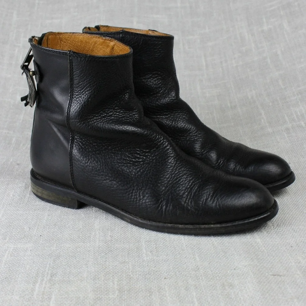Madewell Hayes Black Leather Ankle Boots B2064 Size 7 Dead Stock Discontinued