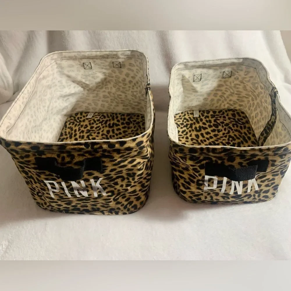 PINK VS CHEETAH STORAGE BINS SETS OF 2