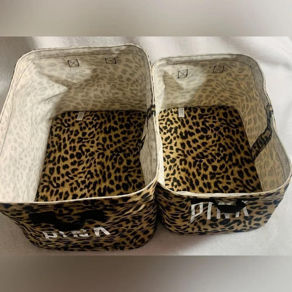 PINK VS CHEETAH STORAGE BINS SETS OF 2