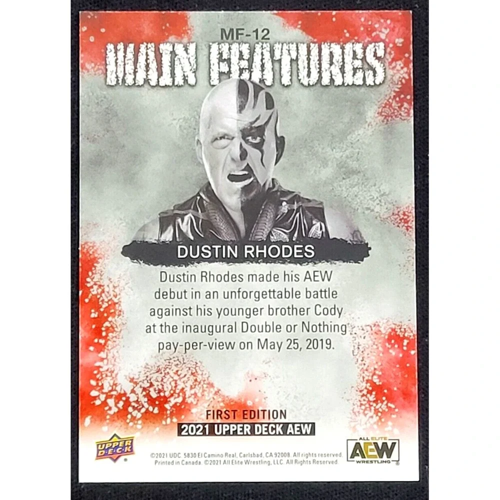 2021 UPPER DECK AEW DUSTIN RHODES MAIN FEATURES GREEN  #D 142/199‎