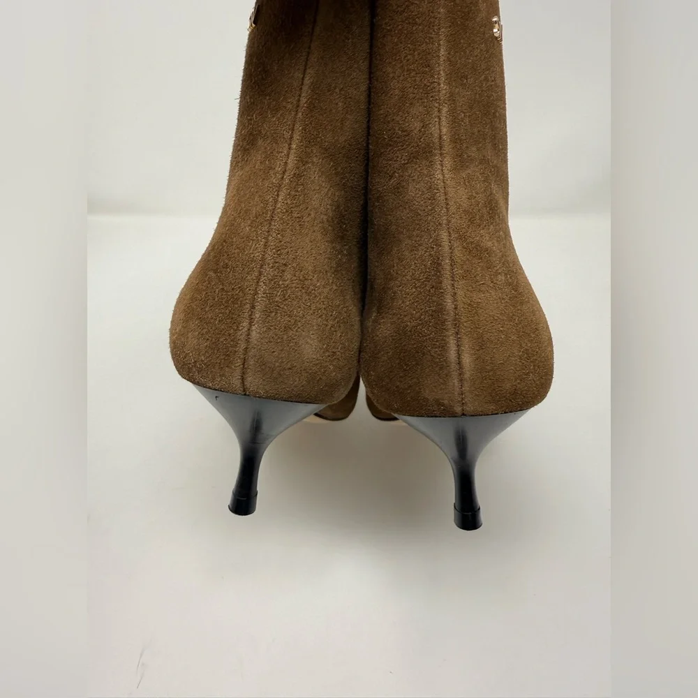 New Stuart Weitzman Mara Zip Suede Bootie Espresso Sz 8.5