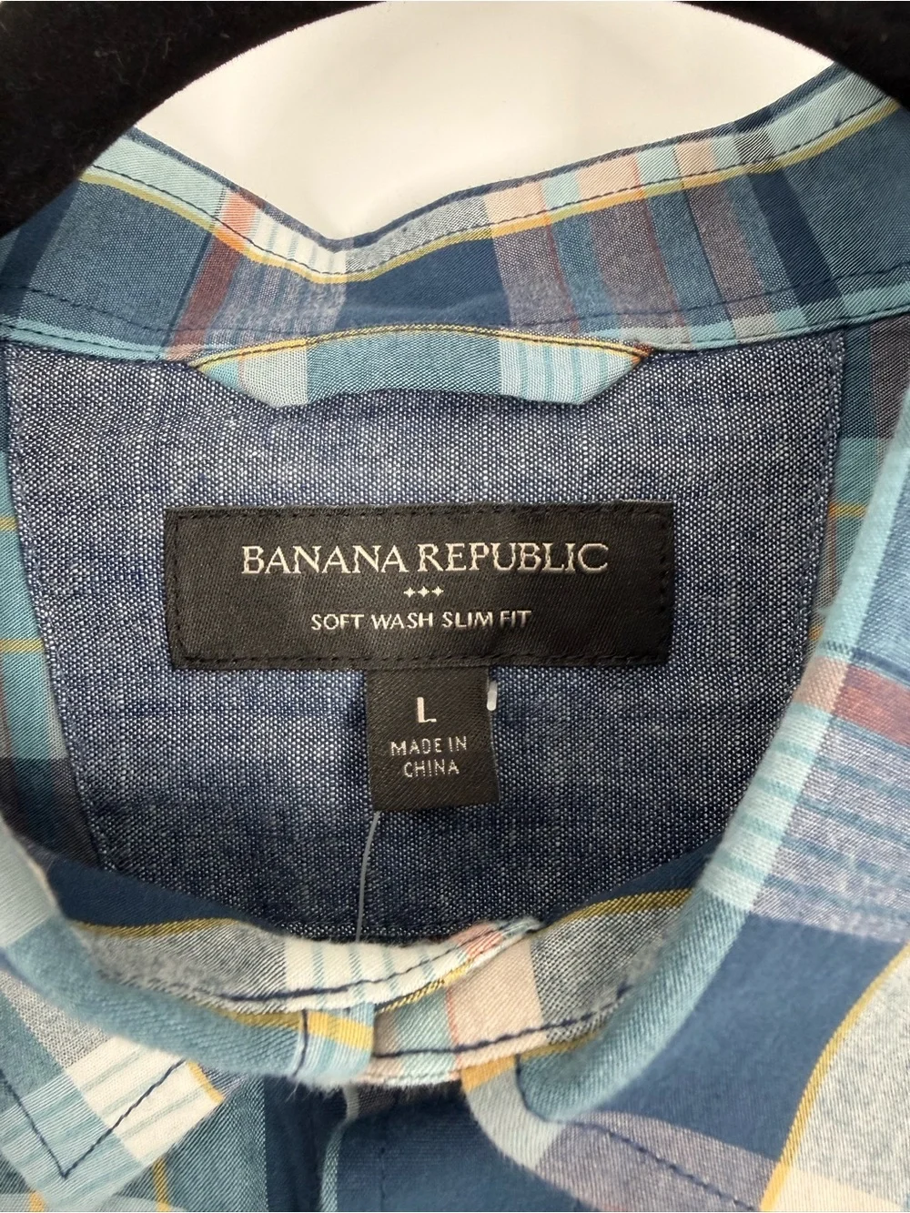 Banana Republic Large Soft Wash Slim Fit Plaid Button Up Shirt Casual Preppy