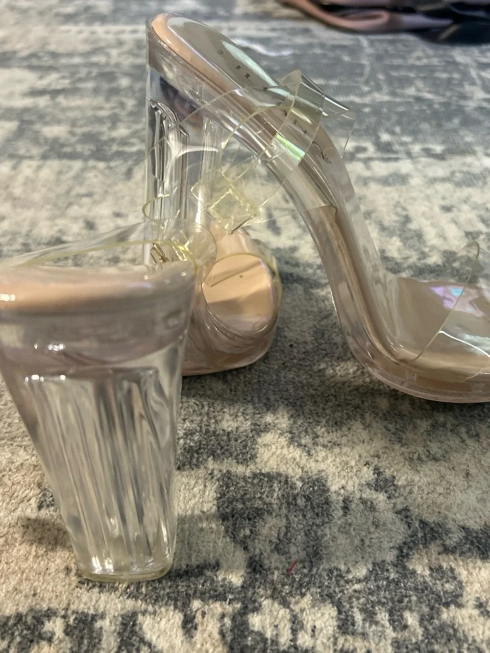 Liliana Clear Strap Pointed Toe Heels in Nude Blush