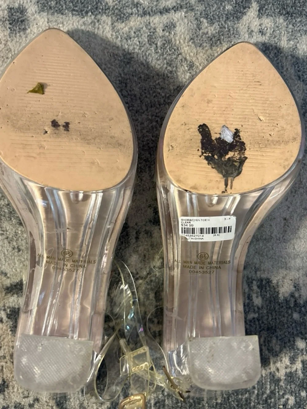 Liliana Clear Strap Pointed Toe Heels in Nude Blush
