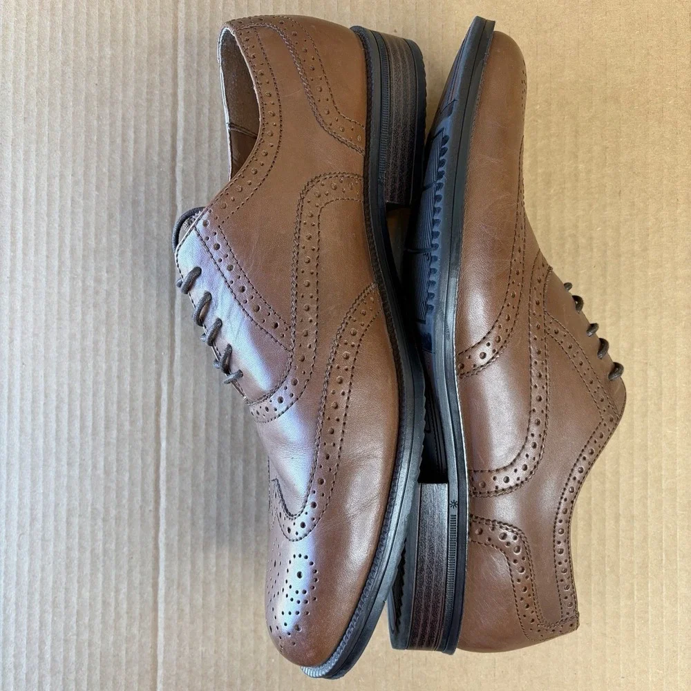 GH Bass Mens Brown Leather Wingtip Brogue Oxford Dress Shoes‎ Lace Up