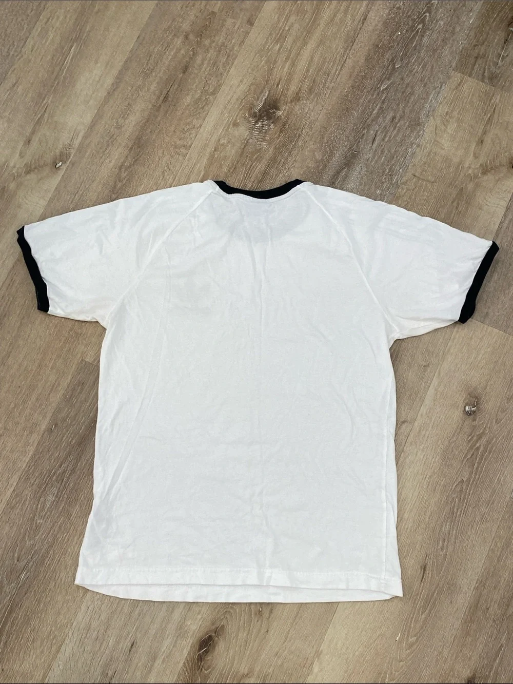 Vintage Y2K white adidas black three stripe velvet logo tee Large streetwear ♠️