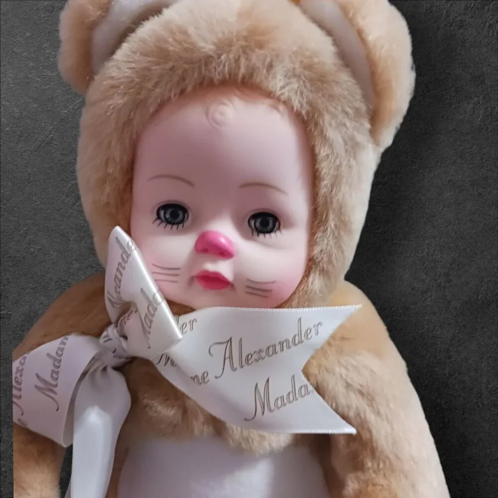 Madame Alexander Plush Bear Doll With Embroidered Details & Ribbon Bow 