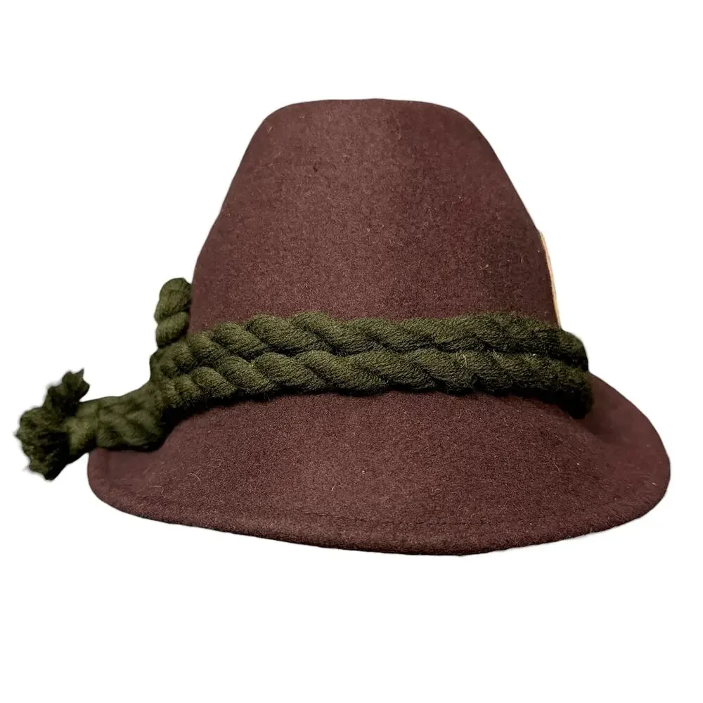 Hofbrauhaus Munchen HB Oktoberfest Brown Wool Alpine Fedora Green Cord Germany