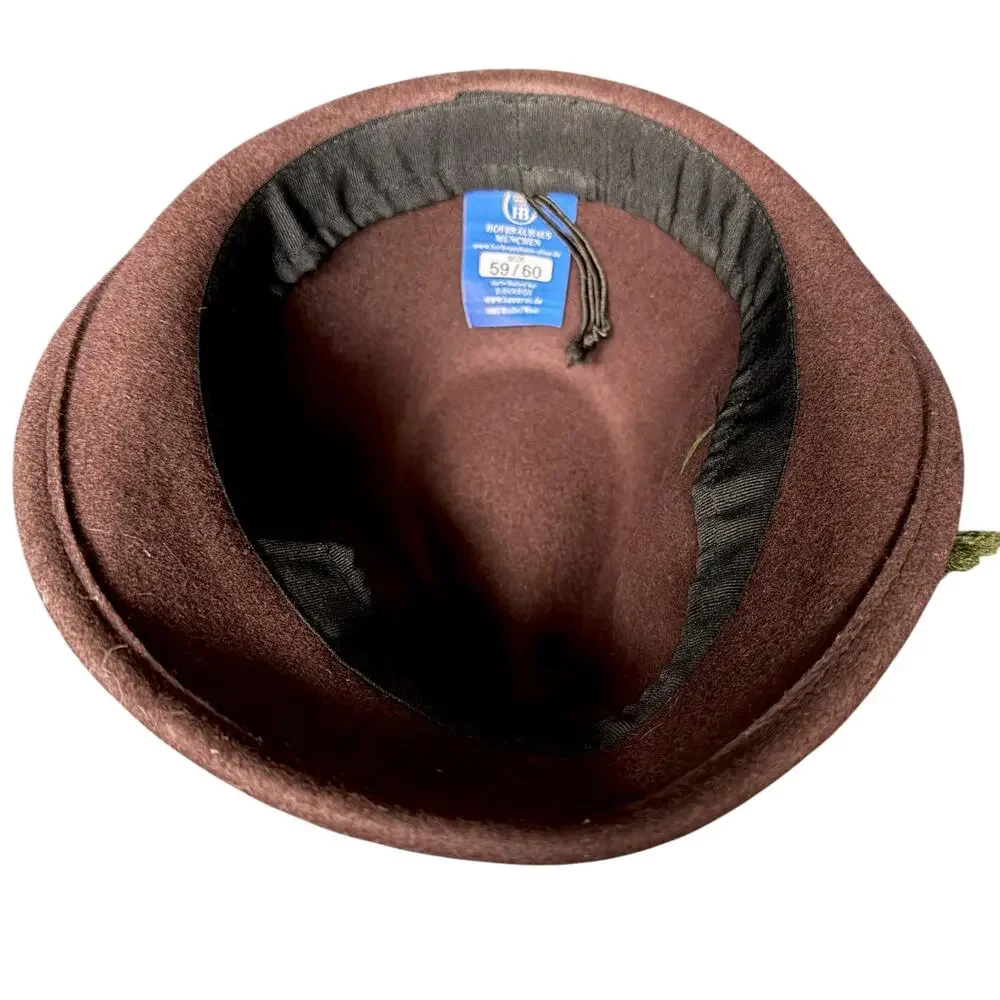Hofbrauhaus Munchen HB Oktoberfest Brown Wool Alpine Fedora Green Cord Germany