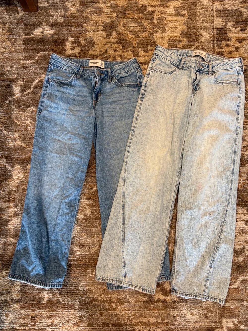 abercrombie kids low rise baggy Jeans in Light and Medium Blue