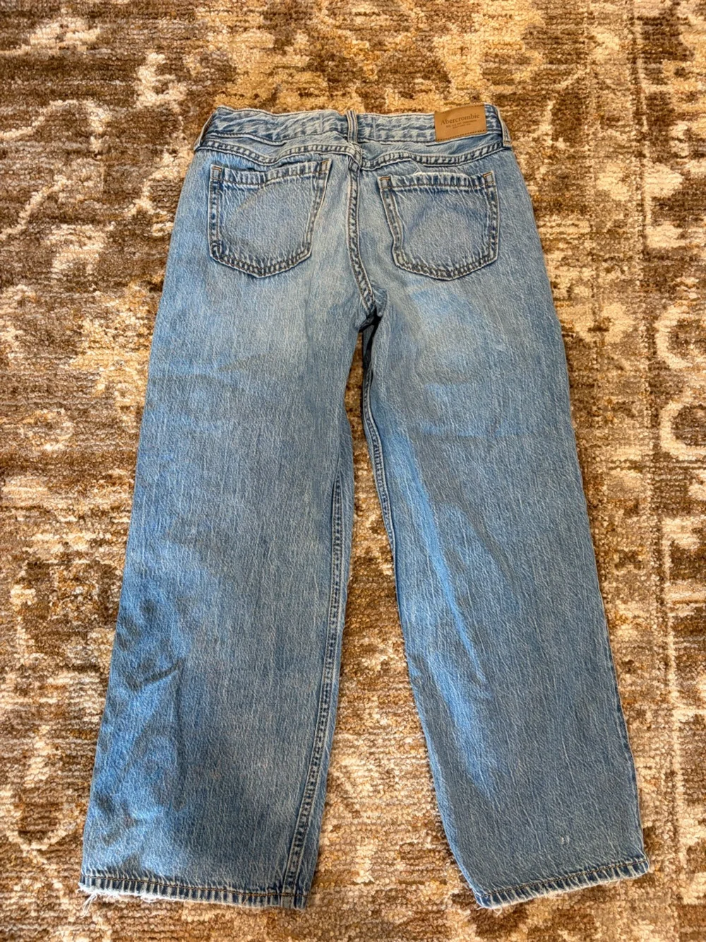 abercrombie kids low rise baggy Jeans in Light and Medium Blue