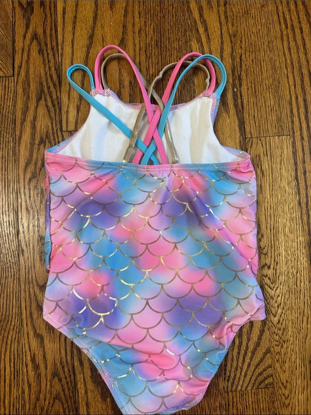 Betsey Johnson Mermaid Sequin Swimsuit Leotard Size 5 Rainbow Scales