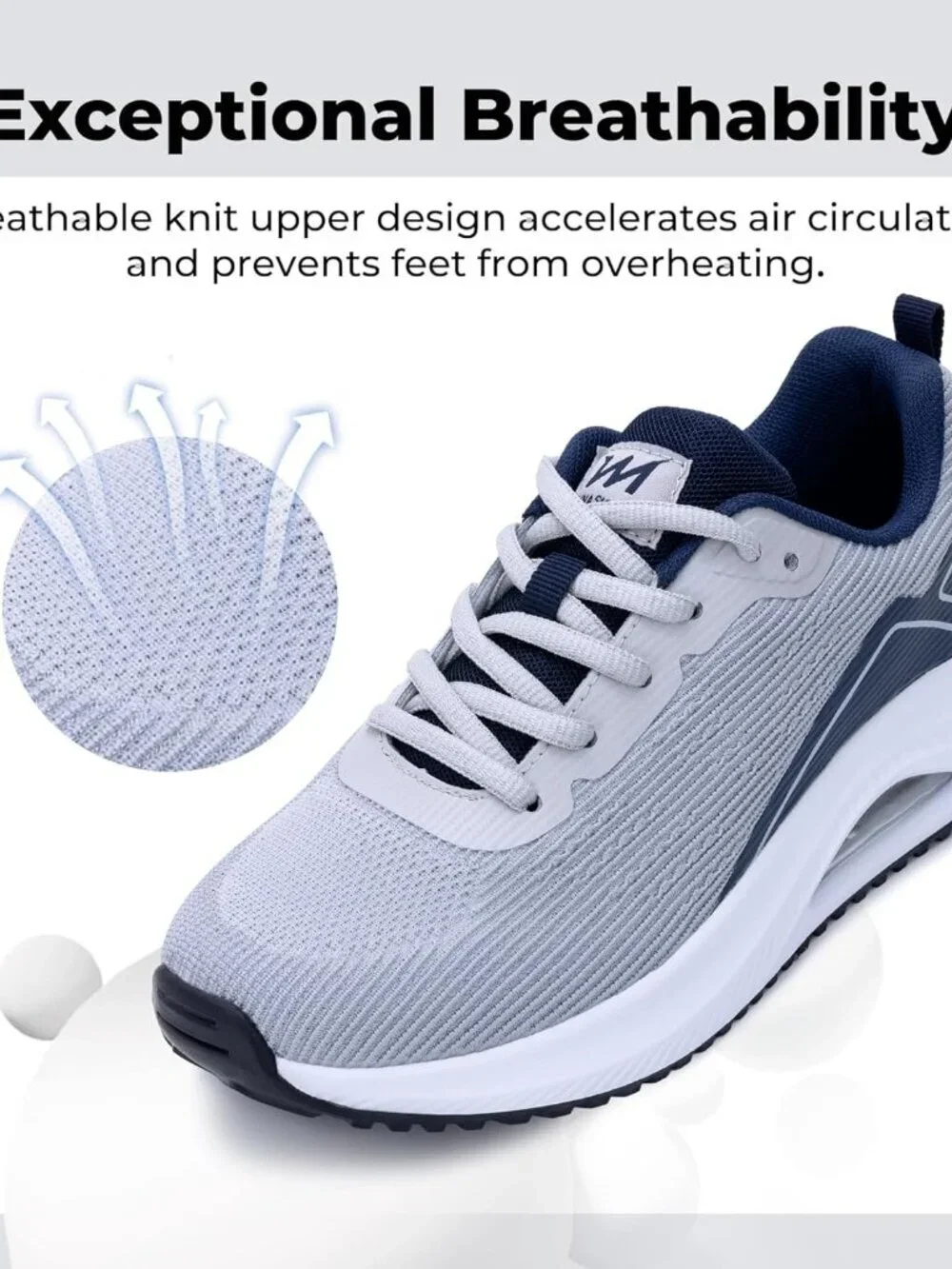 Women's Grey Blue Arch Support Walking Shoes Plantar Fascistic Sneakers