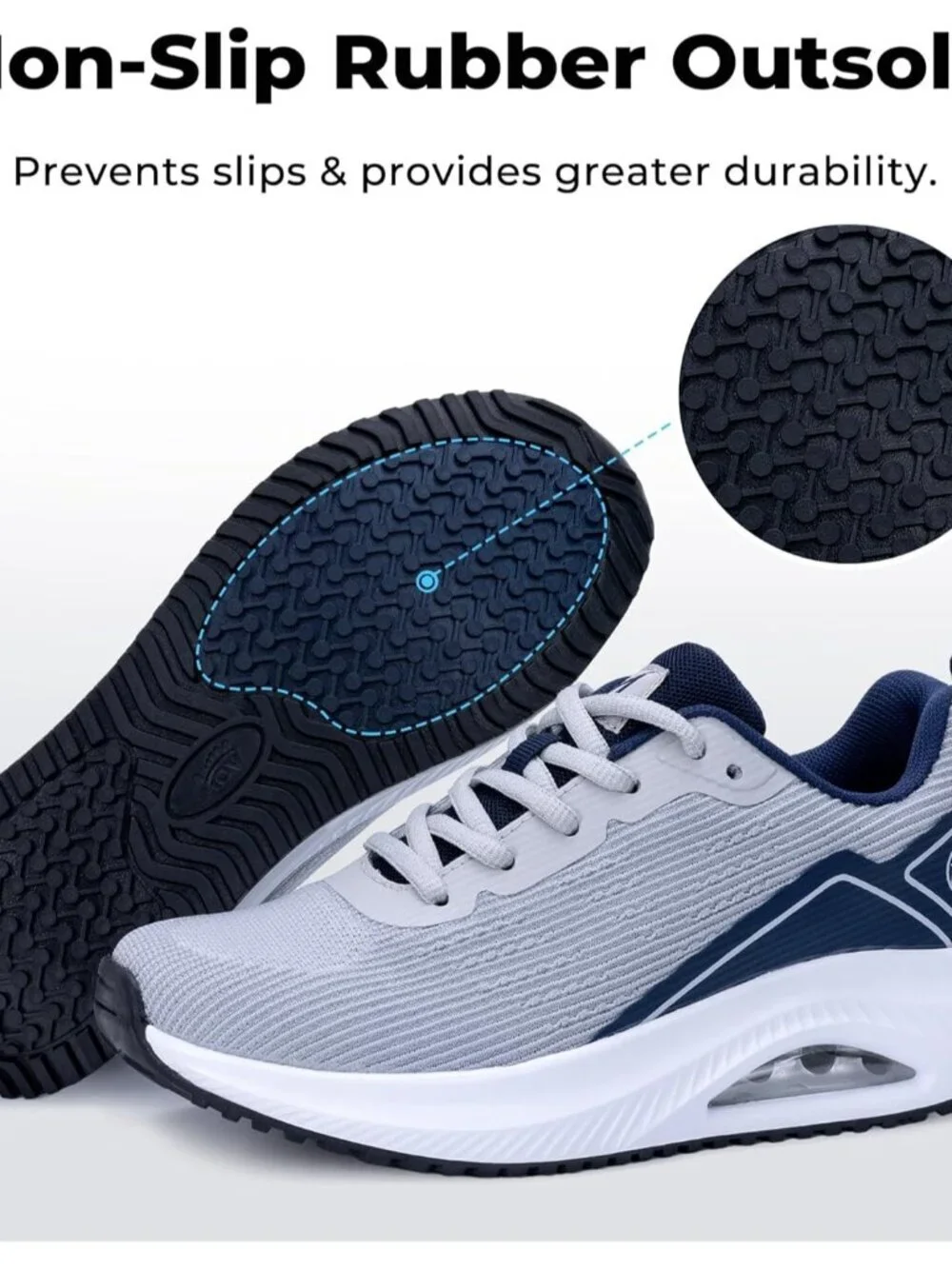 Women's Grey Blue Arch Support Walking Shoes Plantar Fascistic Sneakers