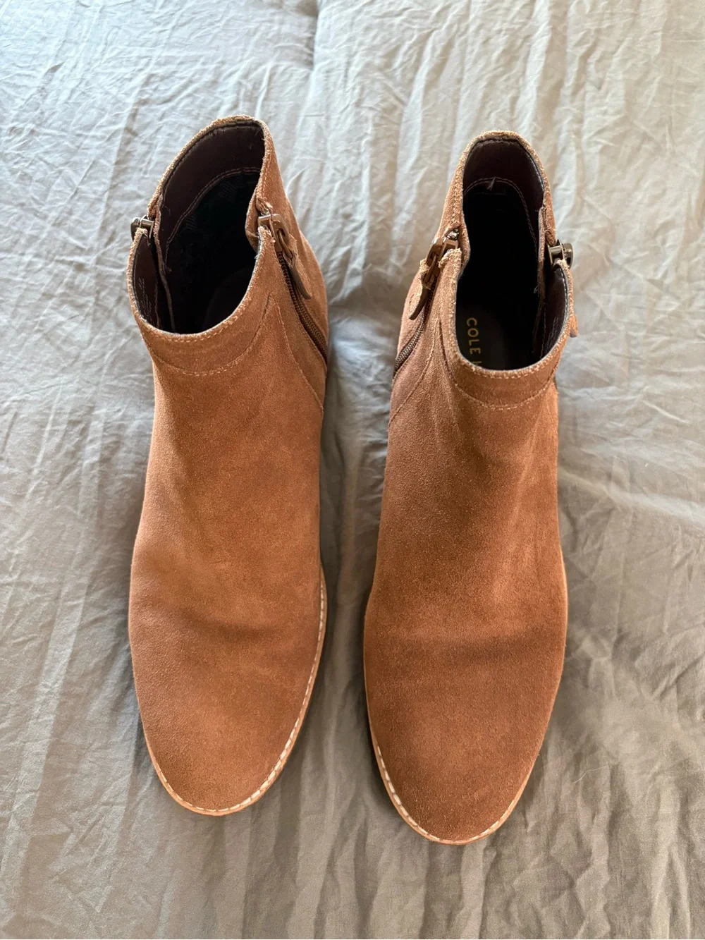 Cole Haan Rene Brown Suede Zip Bootie. Size 8.
