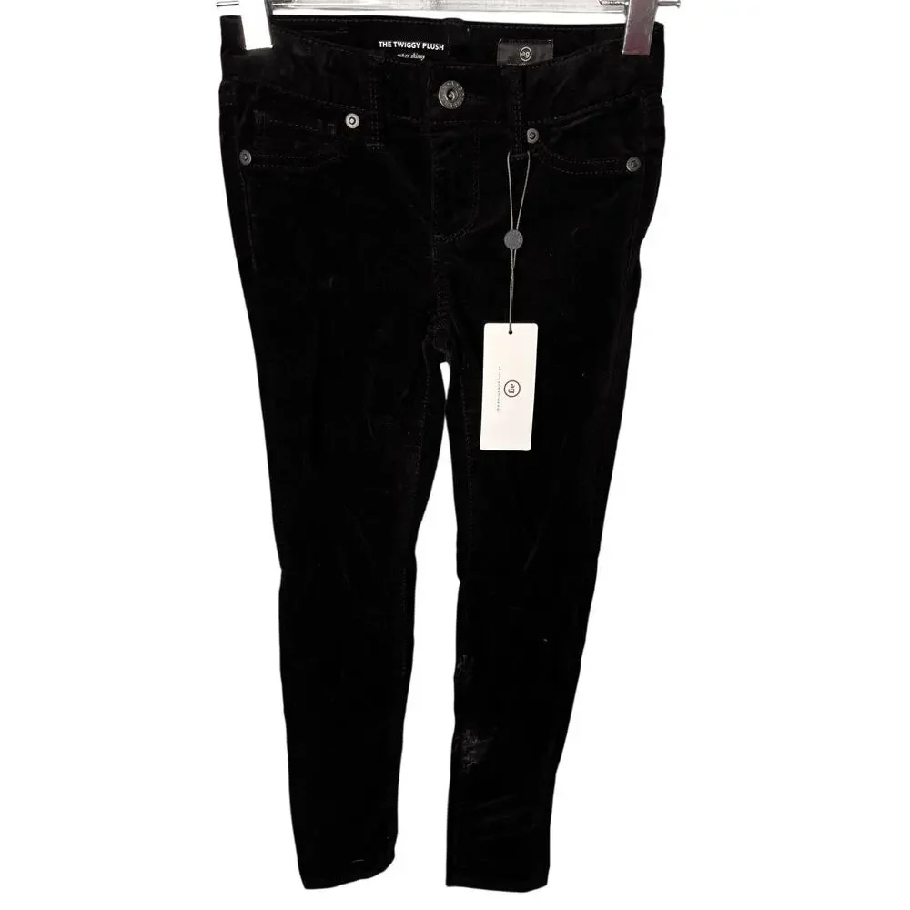 AG Adriano Goldschmied Girls The Twiggy Plush Super Skinny Pants 7 Black NWT