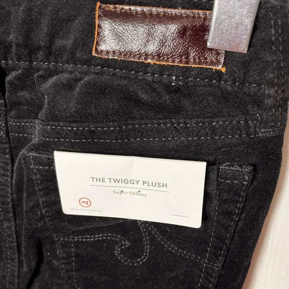 AG Adriano Goldschmied Girls The Twiggy Plush Super Skinny Pants 7 Black NWT