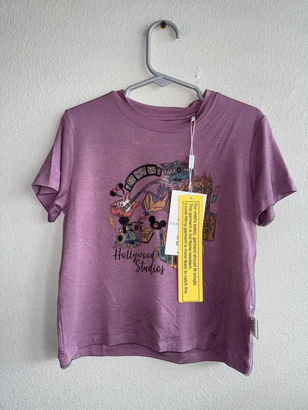 Bamboo Bliss Toddler 2T Purple Hollywood Studios Graphic T-Shirt and Printed Tie