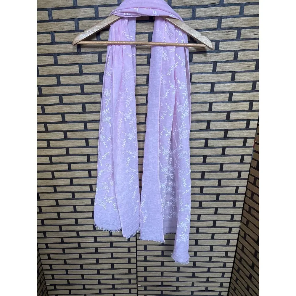 Christopher &‎ Banks Pink Floral Embroidered Scarf