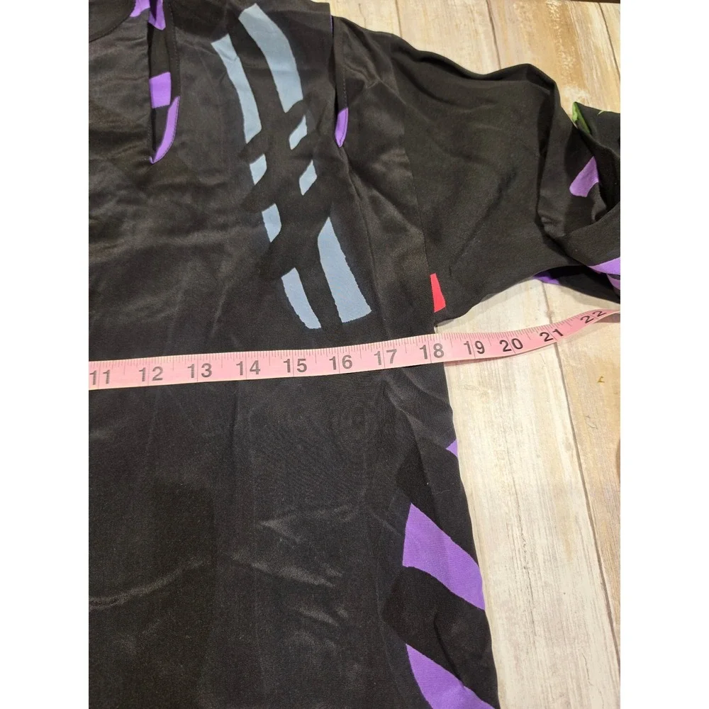 Babacho for Nicole 4 Pc Silk Dress Set Pants Scarf Belt Geometric Abstract Black