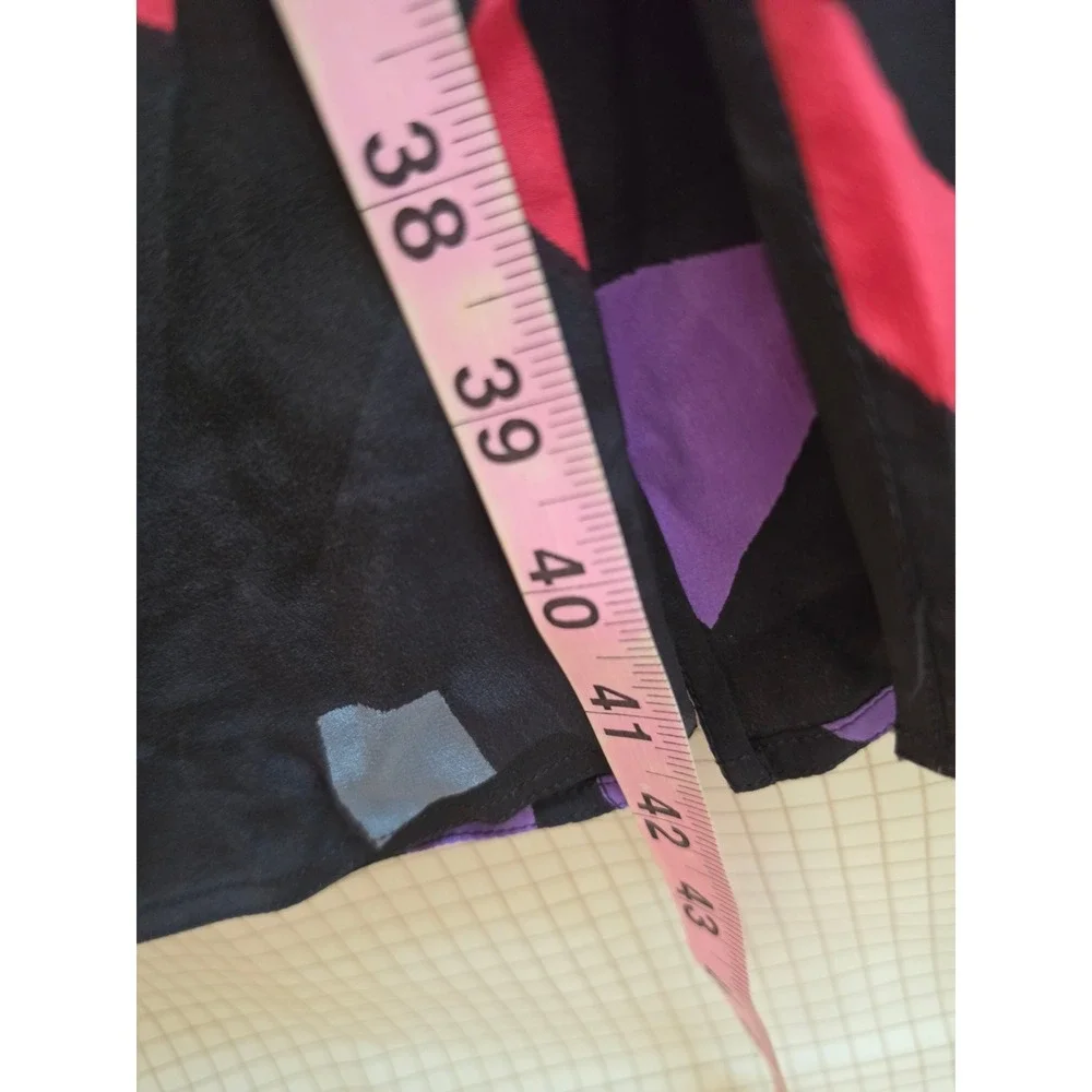 Babacho for Nicole 4 Pc Silk Dress Set Pants Scarf Belt Geometric Abstract Black