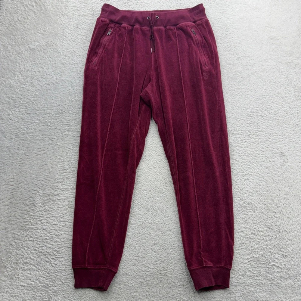 Polo Ralph Lauren Mens Burgundy Velour Joggers Tapered Sweatpants Size M