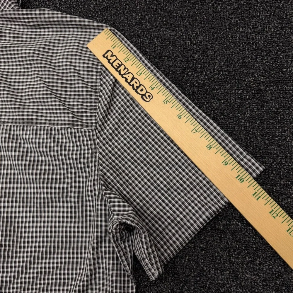 The North Face Mens Large Short Sleeve Button Down‎ Gingham Shirt Black White L