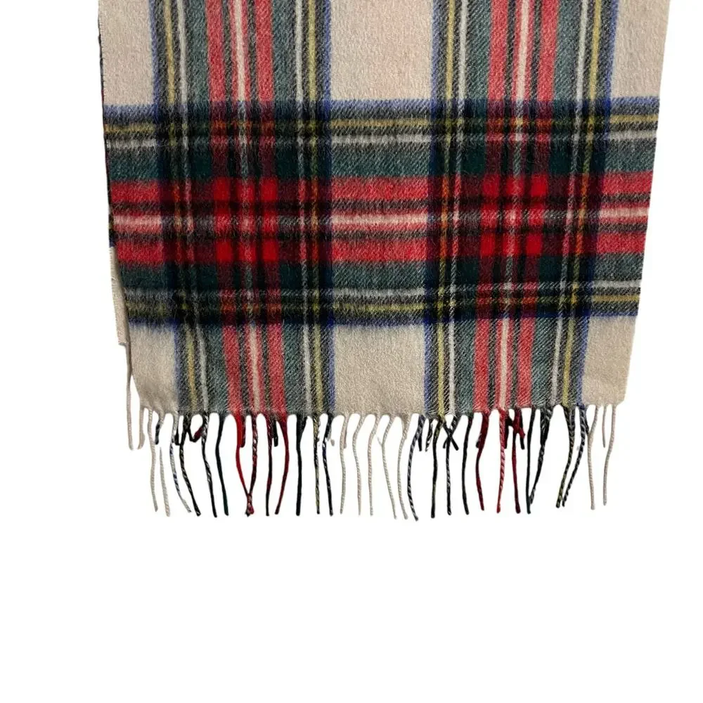 The Skye Croft Collection Long Lambswool Tartan Check Plaid Fringed Scarf