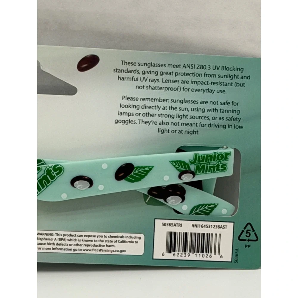 Junior Mints Childrens Sunglasses Mint Green Candy Novelty UV Protection Ages 3+