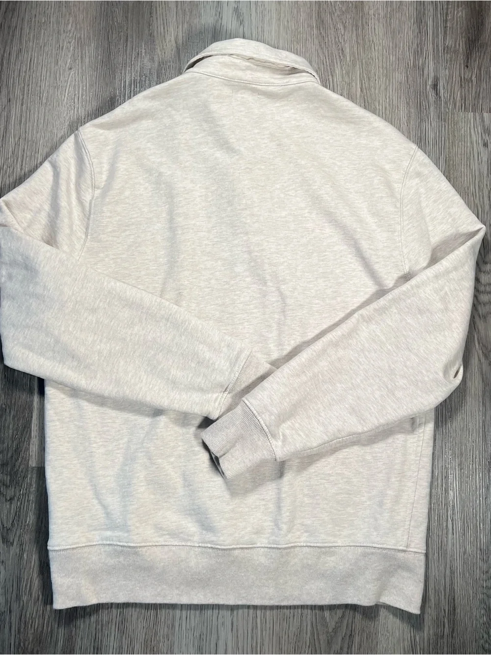 J. Crew Rugby Polo Shirt Mens Medium Beige Grey Preppy 90's Long Sleeve Cotton