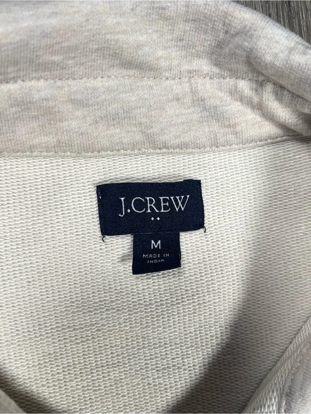 J. Crew Rugby Polo Shirt Mens Medium Beige Grey Preppy 90's Long Sleeve Cotton