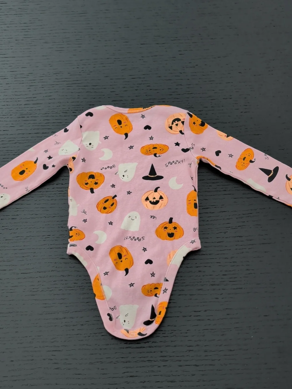 Lot Girl 12M Halloween Onesie & Black Pants Pumpkins Ghosts