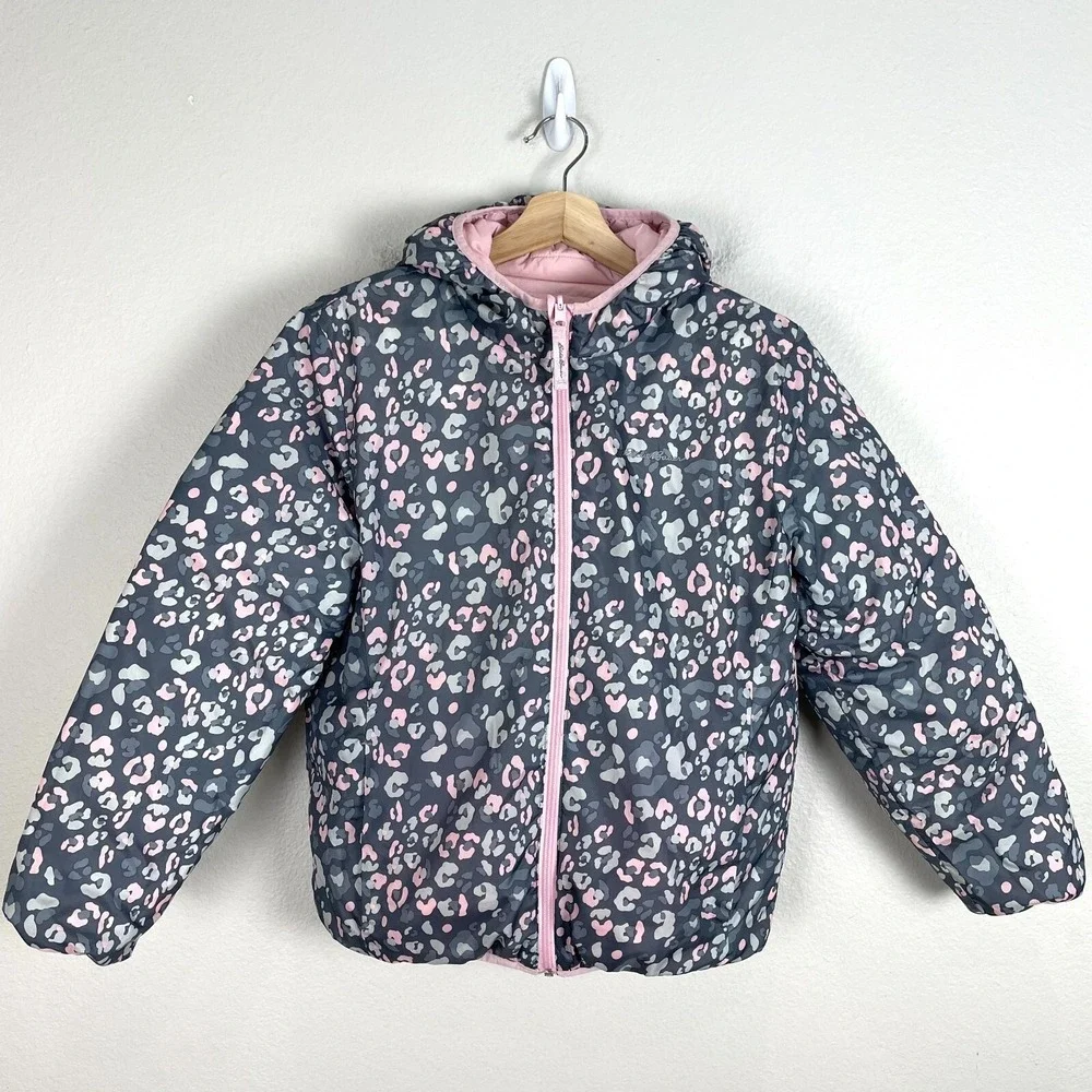 Eddie Bauer Girls Large 14/16‎ Reversible Puffer Down Jacket Zip Up Hooded