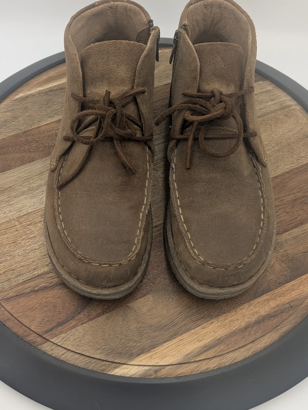 Born Analia Brown Suede Chukka Boots Lace Up Side Zip Ankle Booties Size 10