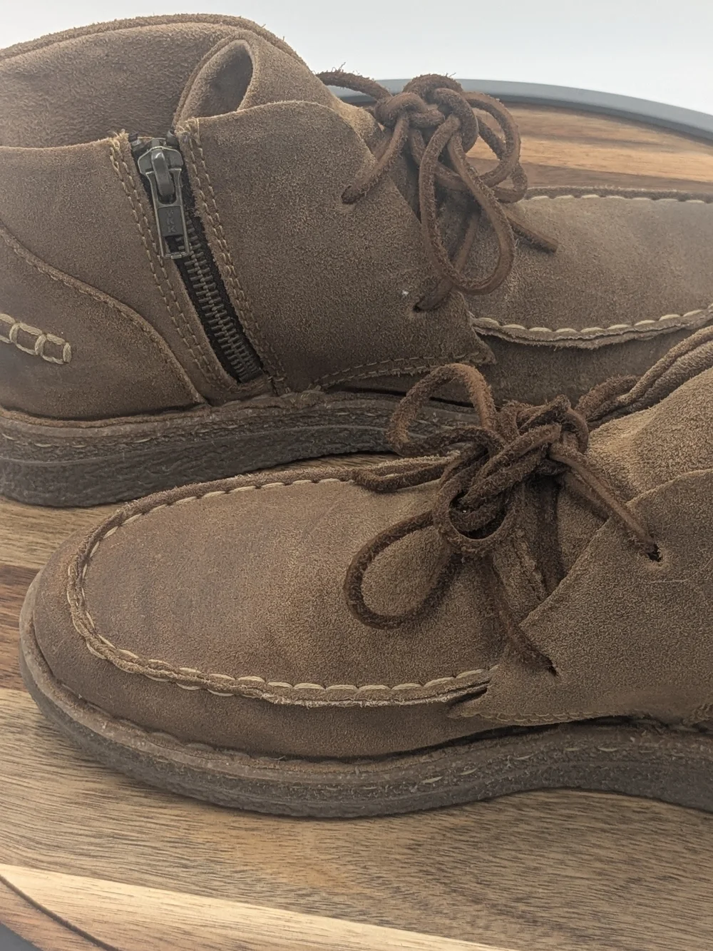 Born Analia Brown Suede Chukka Boots Lace Up Side Zip Ankle Booties Size 10