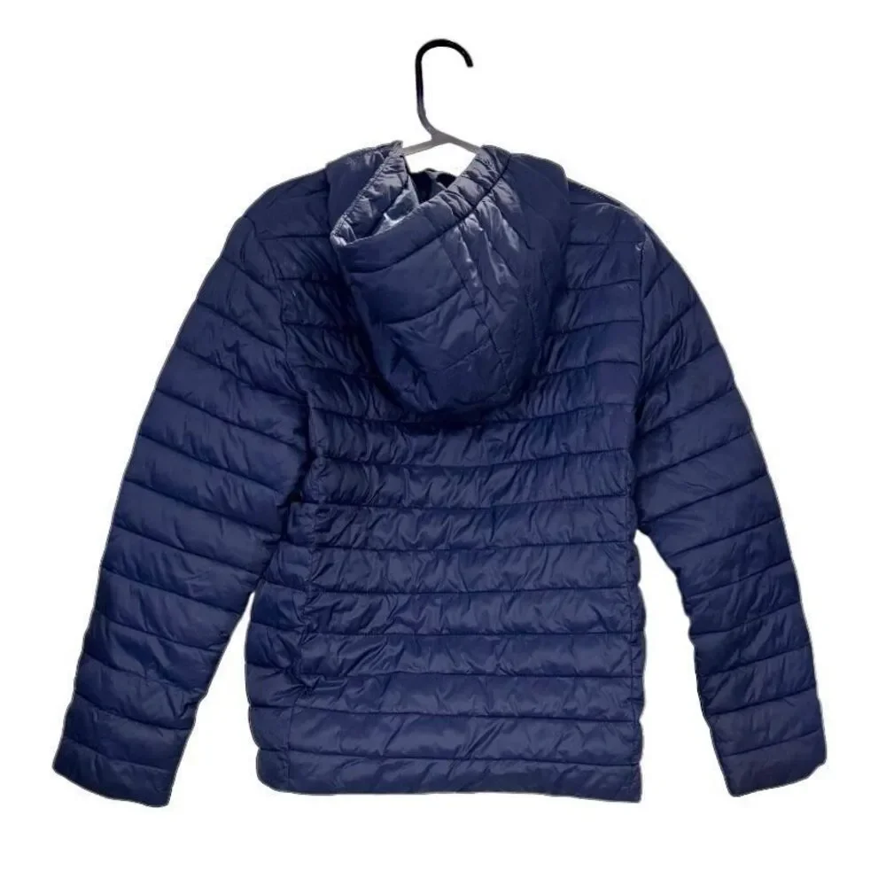 Lands’ End Kids Hooded Puffer Jacket Navy Sz. Small (4-6) Lightweight Packable