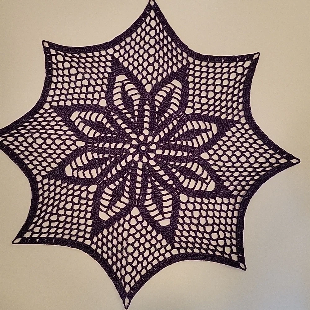 Elegant Purple Crochet Table Linen