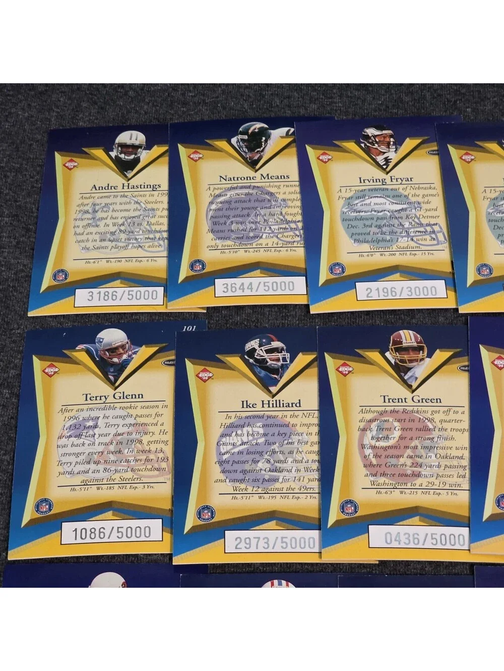 34 Card Lot 1998 Collector's Edge Masters All #/5000 NFL Football